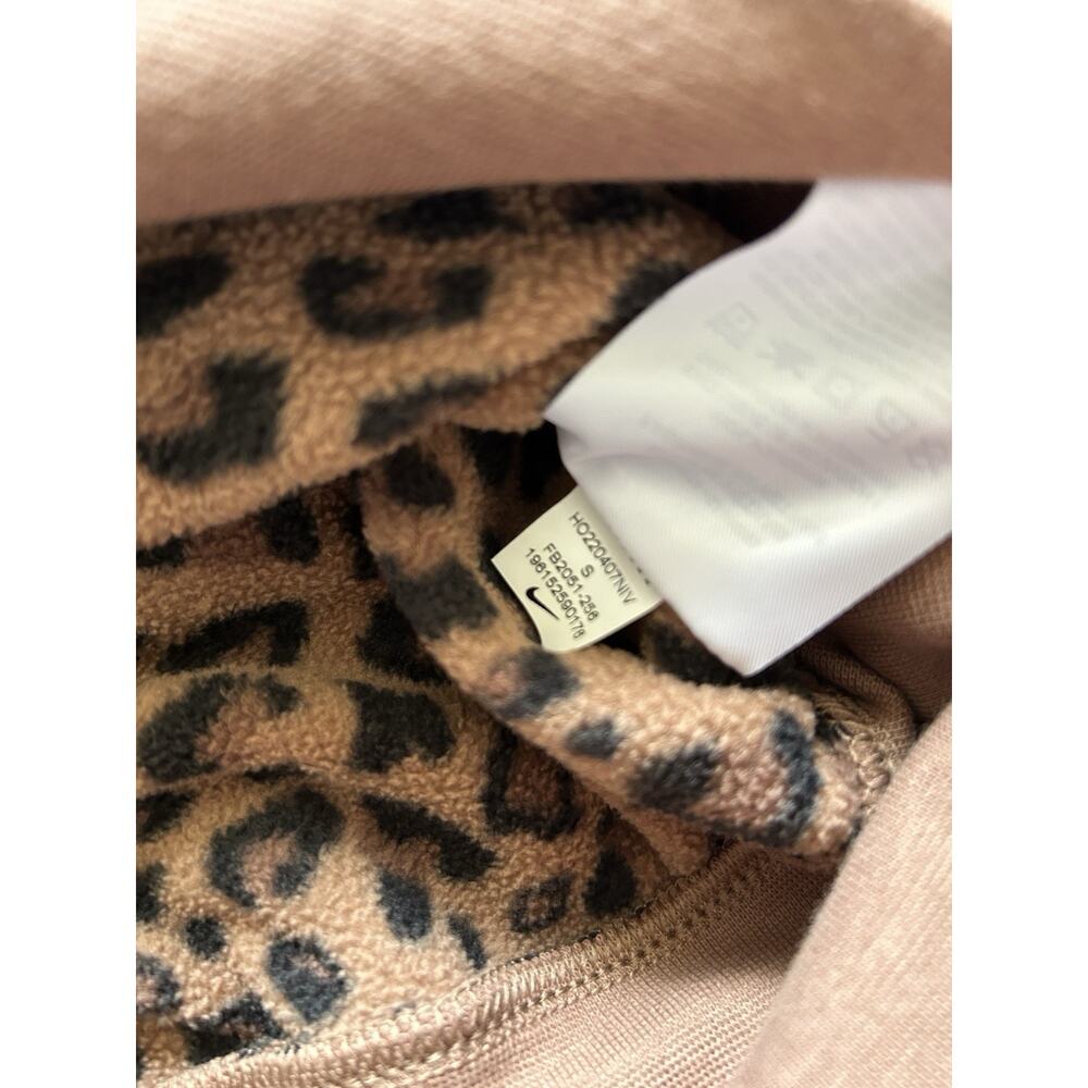 Nike Leopard Print Sweatshirt Women Small Brown Crewneck Fleece Pullover - Picture 9 of 12